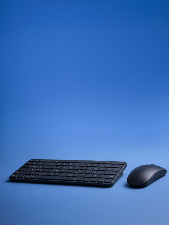 A keyboard and mouse